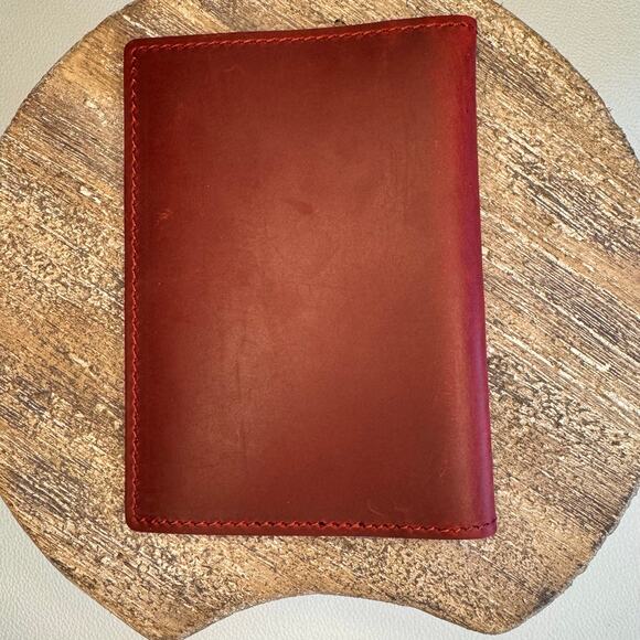 Genuine Leather Passport Holder DEEP RED Passport Wallet NEW FAST SHIP - Picture 3 of 4